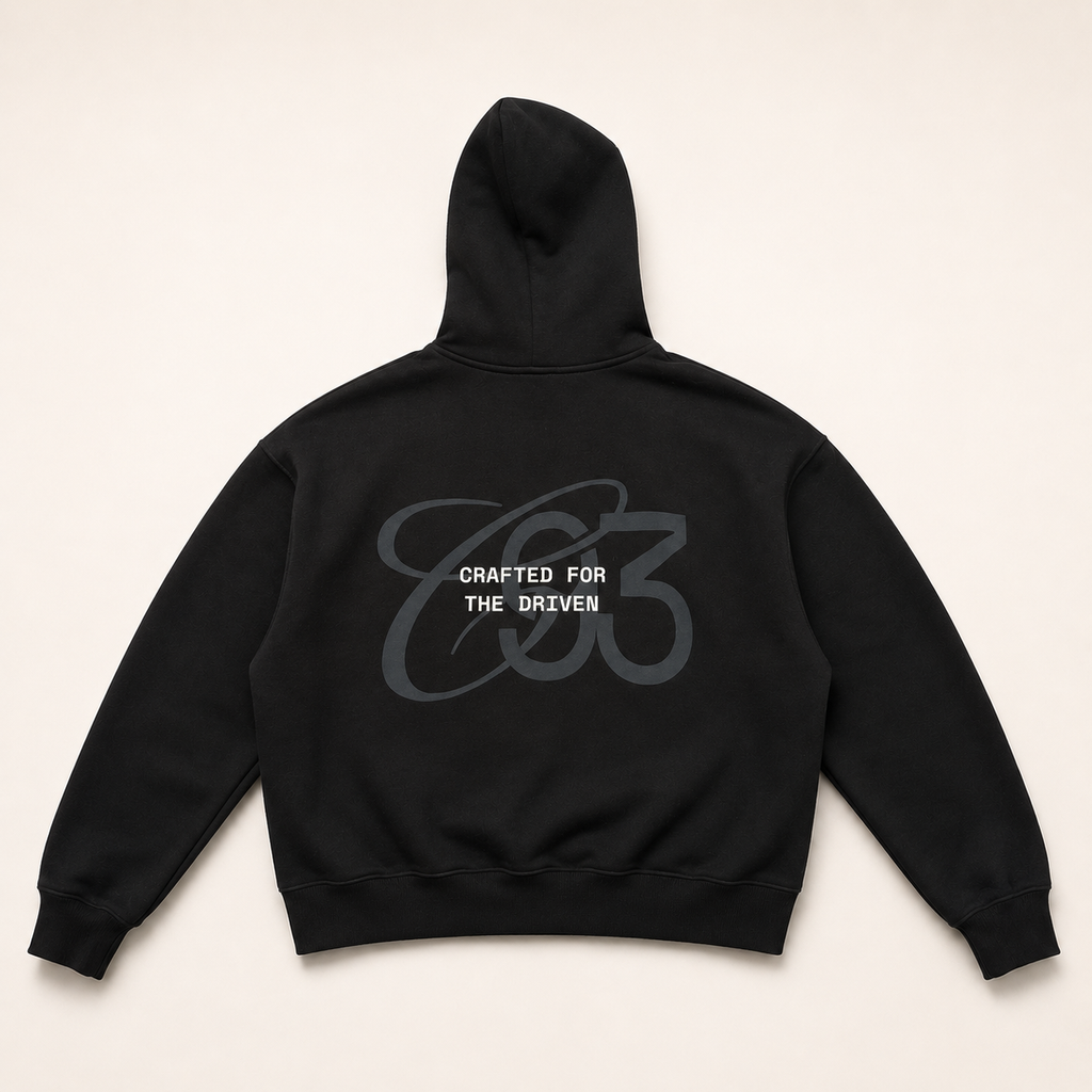 Club 93 black hoodie back view
